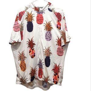 W. Cycling Couture Pineapple Print Full Zip Size 5XL Cycling Jersey Pockets